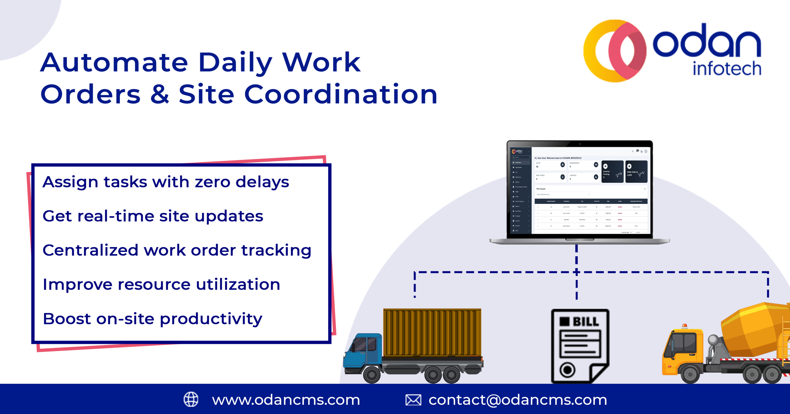 Team using construction management software to automate daily work orders and improve site coordination